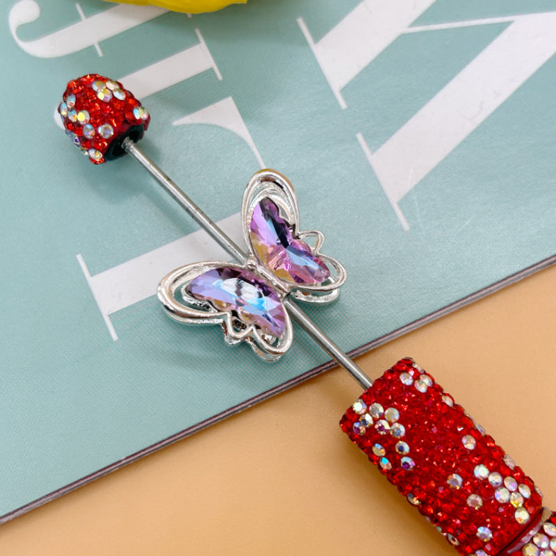 Wholesale 20pcs Alloy double-sided crystal zircon butterfly beads