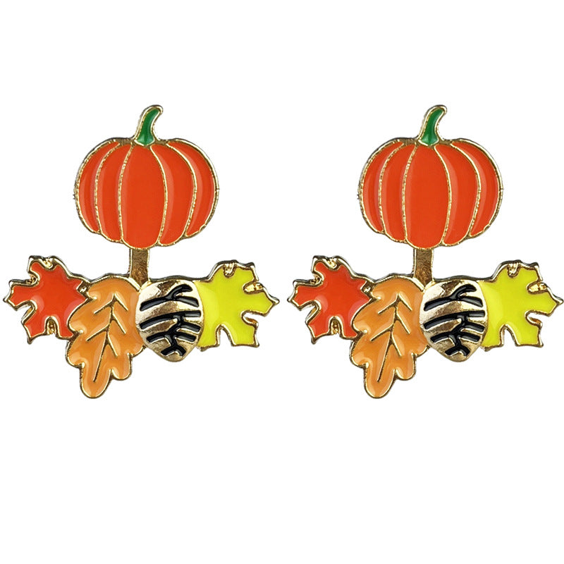 Wholesale 2 Pairs/pack Thanksgiving Turkey Maple Leaf Pumpkin Fox Football Earrings