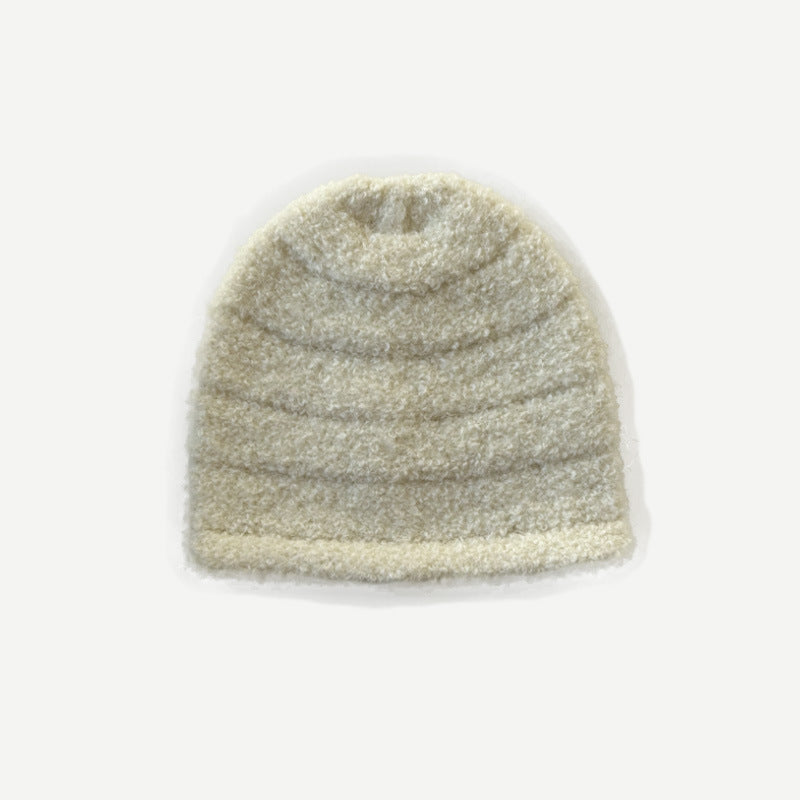 Wholesale Embossed Striped Solid Soft Wool Beanie