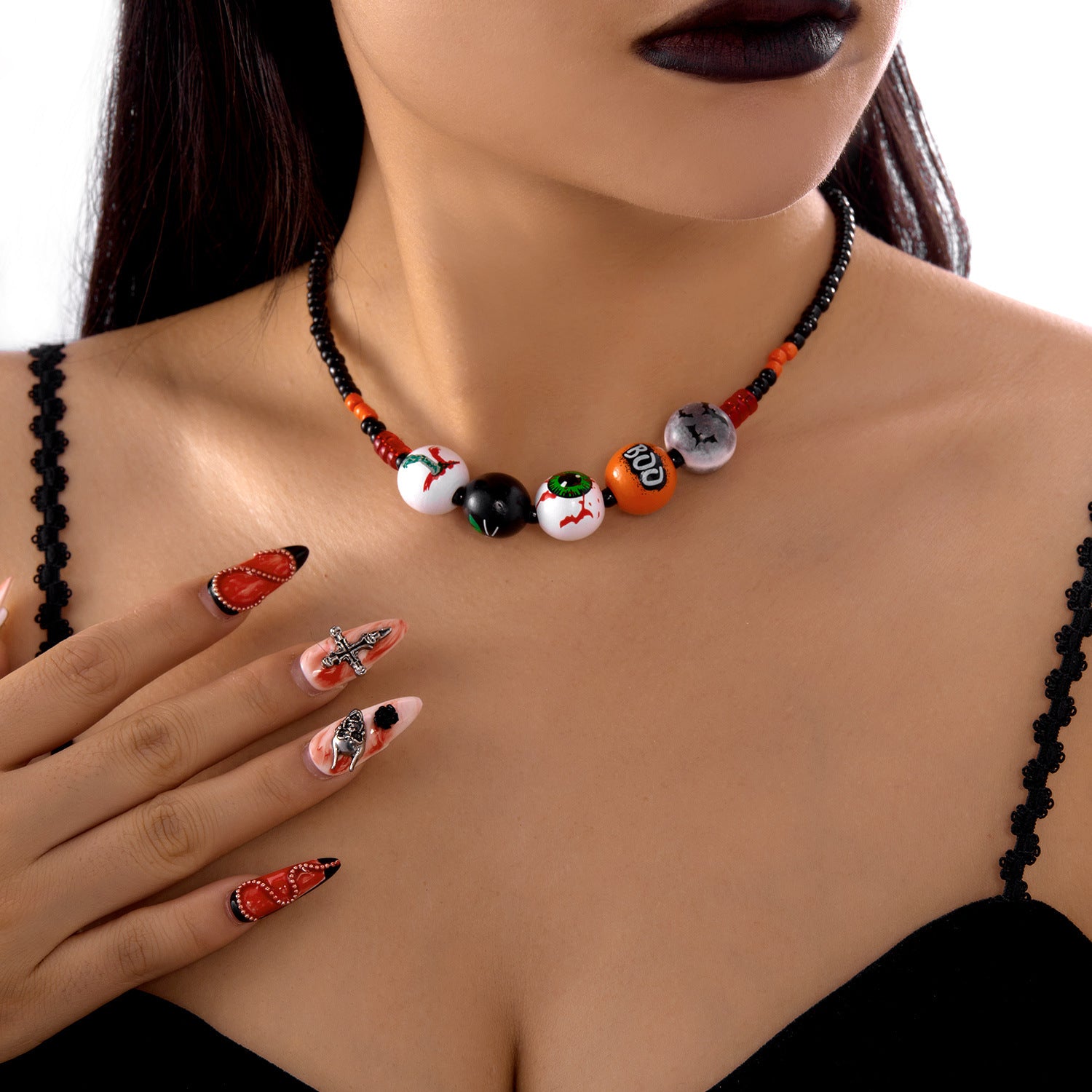 Wholesale Halloween Gothic Wooden Bead Necklace Bracelet