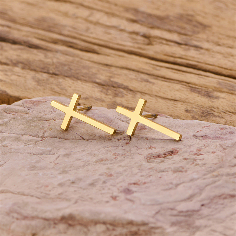 Wholesale Extended cross stainless steel earrings