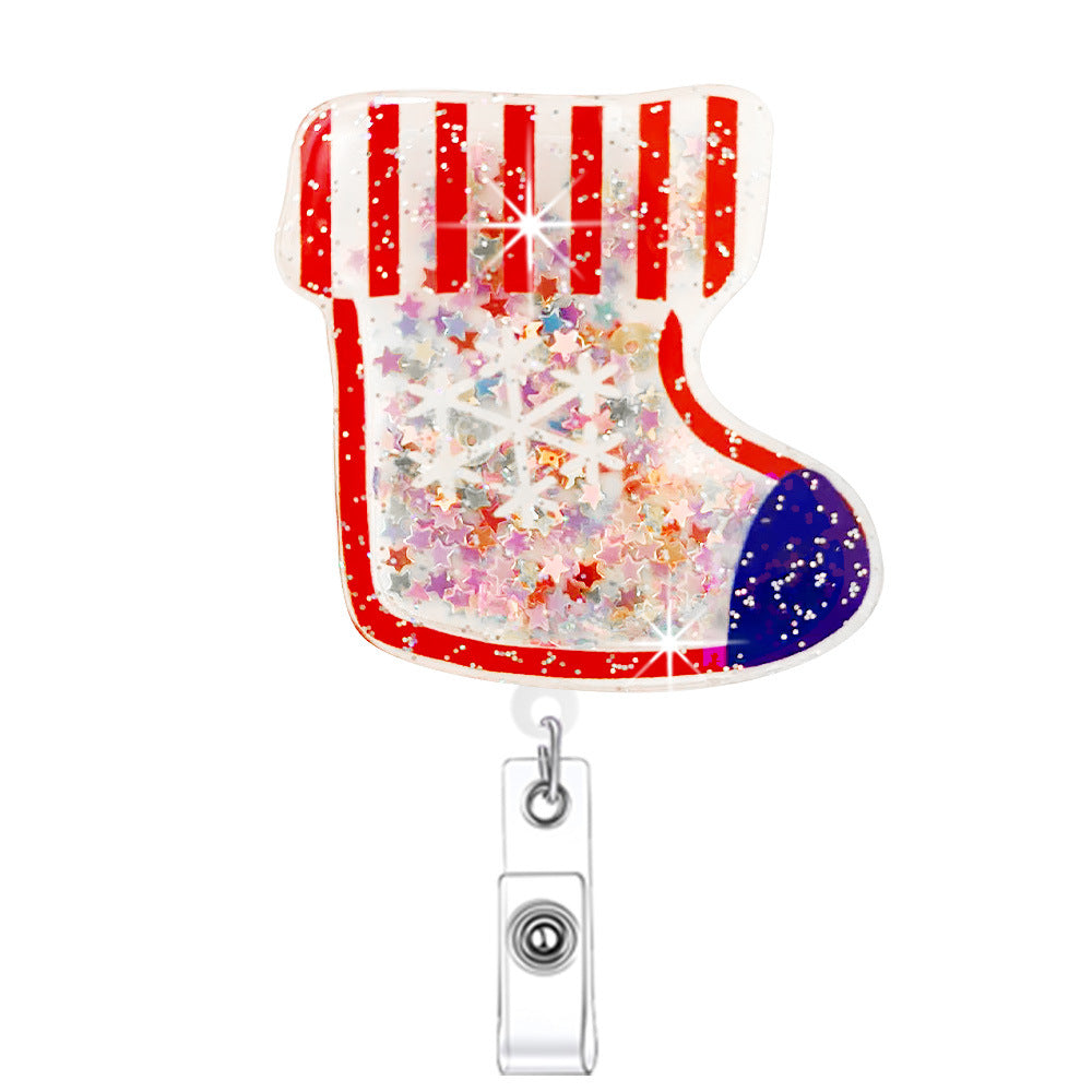 Wholesale Christmas Acrylic Santa Claus Gingerbread Man Christmas Tree Emblem Scroll Retractable Keychain