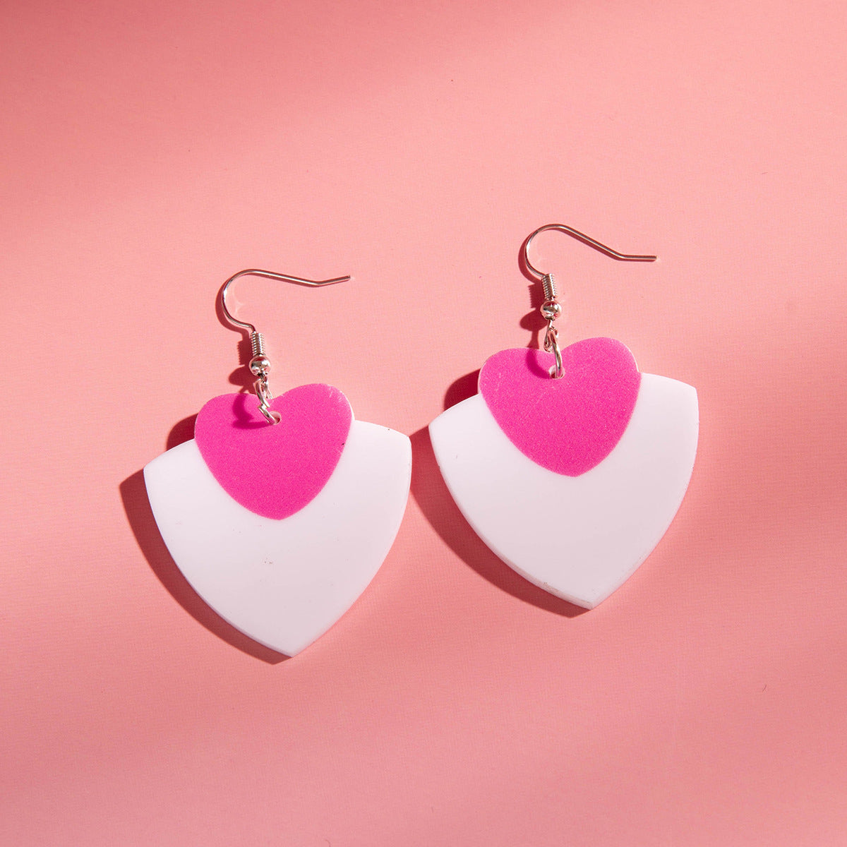 Wholesale  Acrylic Hollow Printed Heart Geometric Round  Flower Earrings
