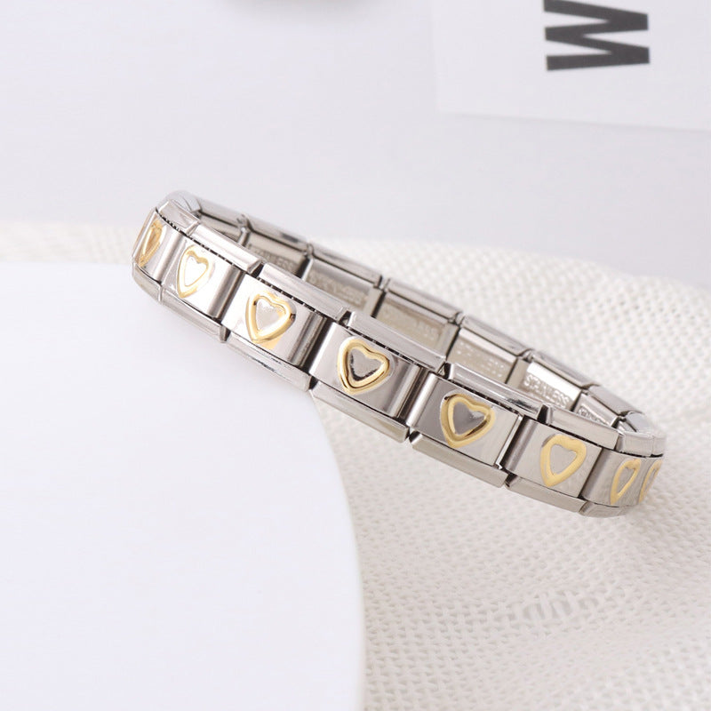 Wholesale Stainless Steel Gold Peach Heart Bracelet