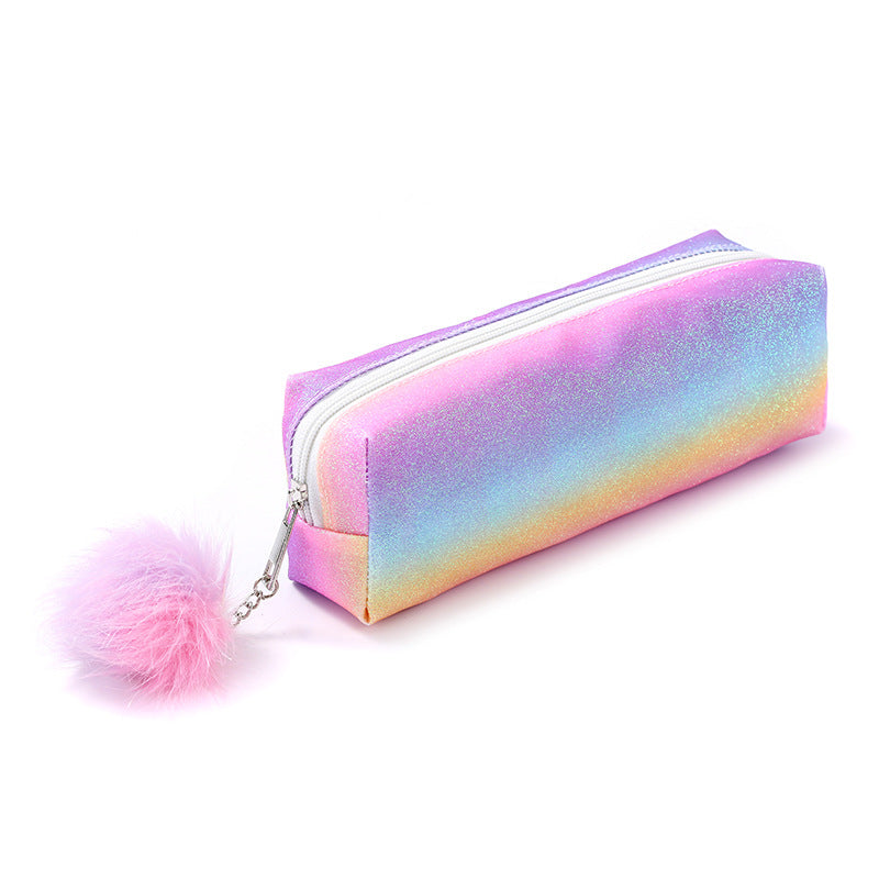Wholesale Rainbow Glitter Polyester Pencil Case