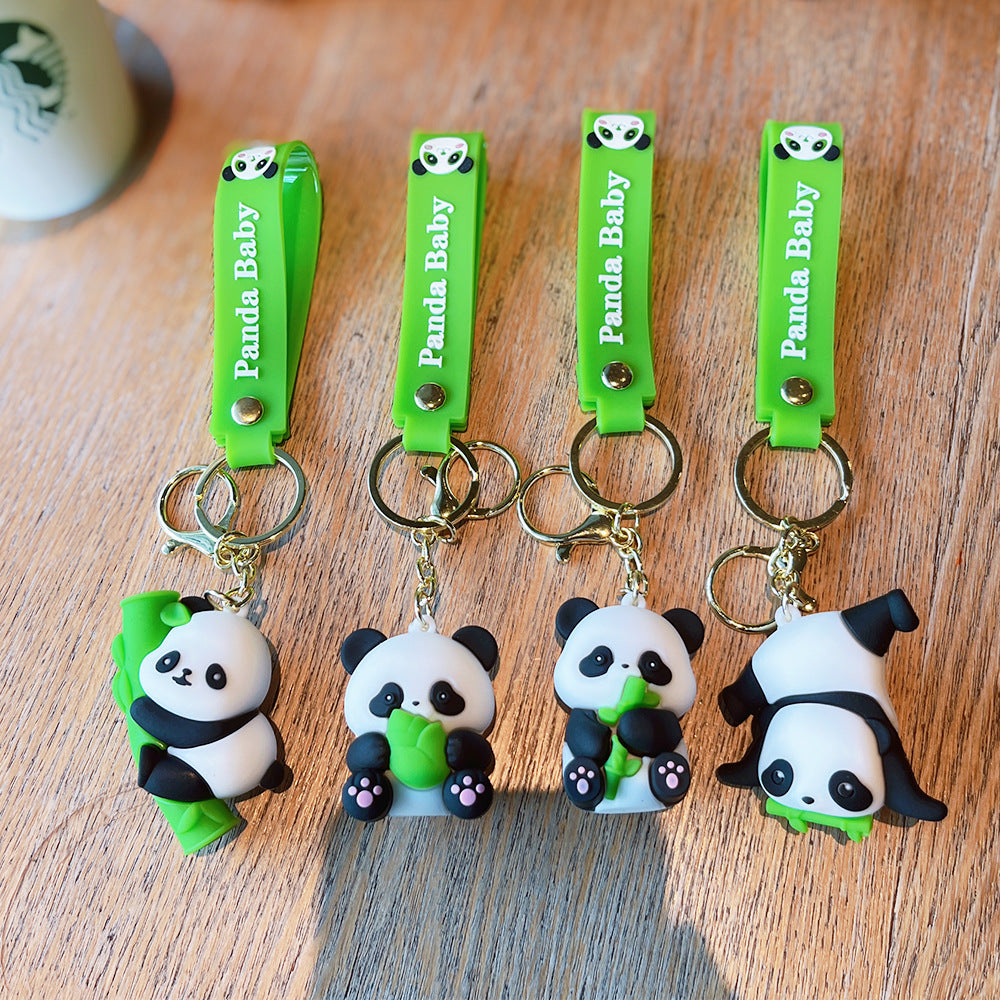 Wholesale Giant Panda Holding Bamboo Keychain