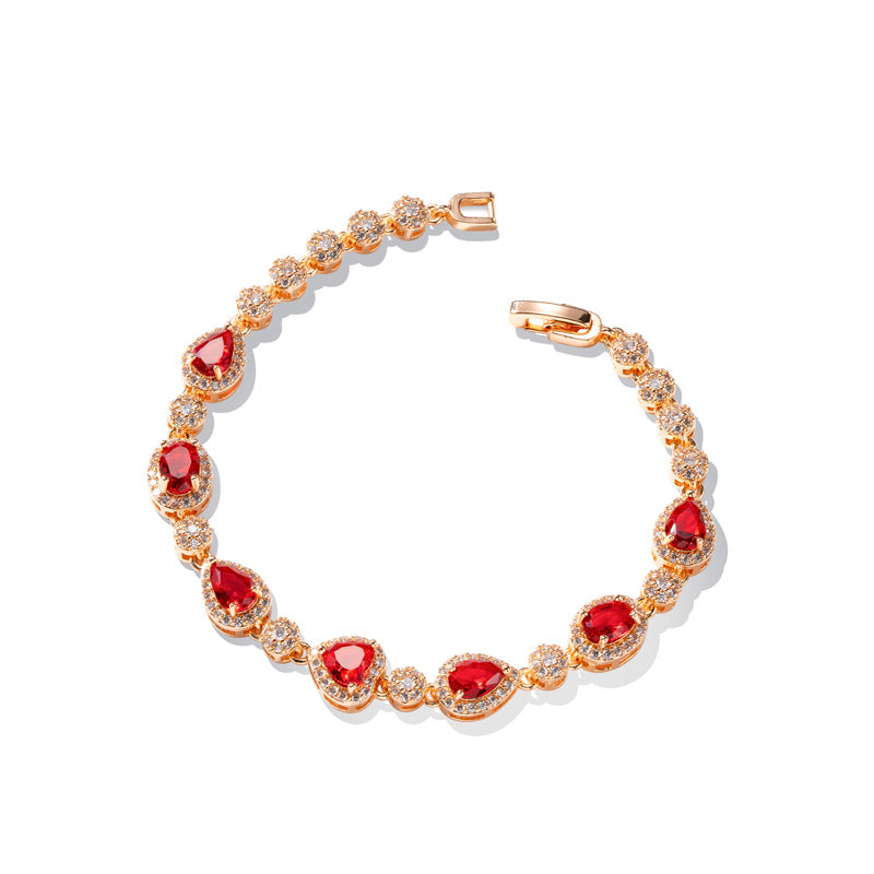 Wholesale Colored oval zircon diamond encrusted bracelet