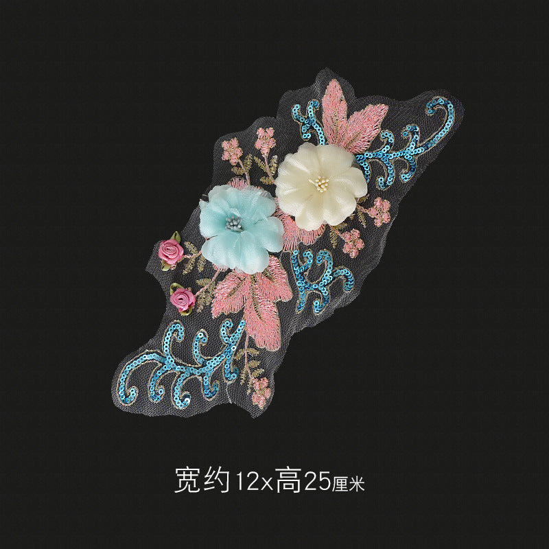 Wholesale Embroidered Mesh Lace 3D Flower Applique Patches For Wedding Dress Stage Costume Denim DIY Craft Supply