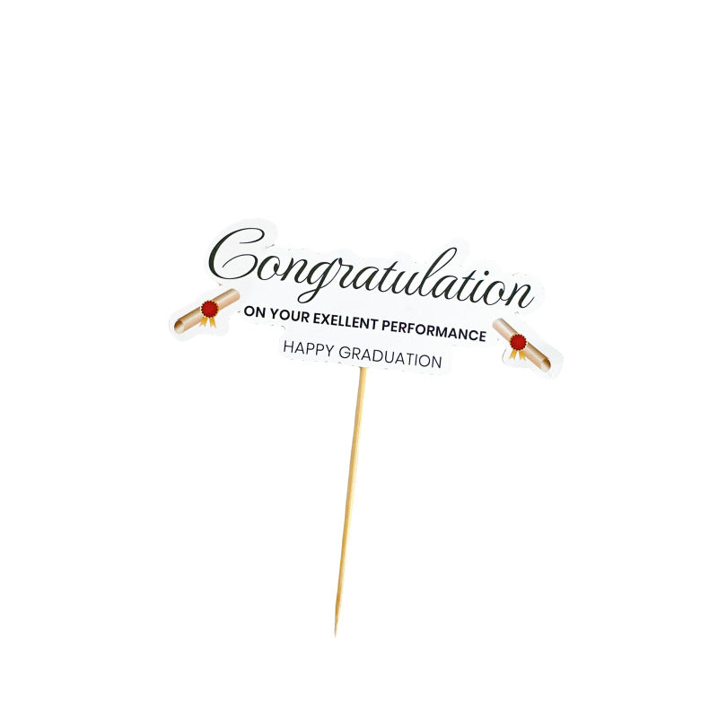 Wholesale 5PCS/PACK Graduation Season Acrylic Paper Cake Card Decoration