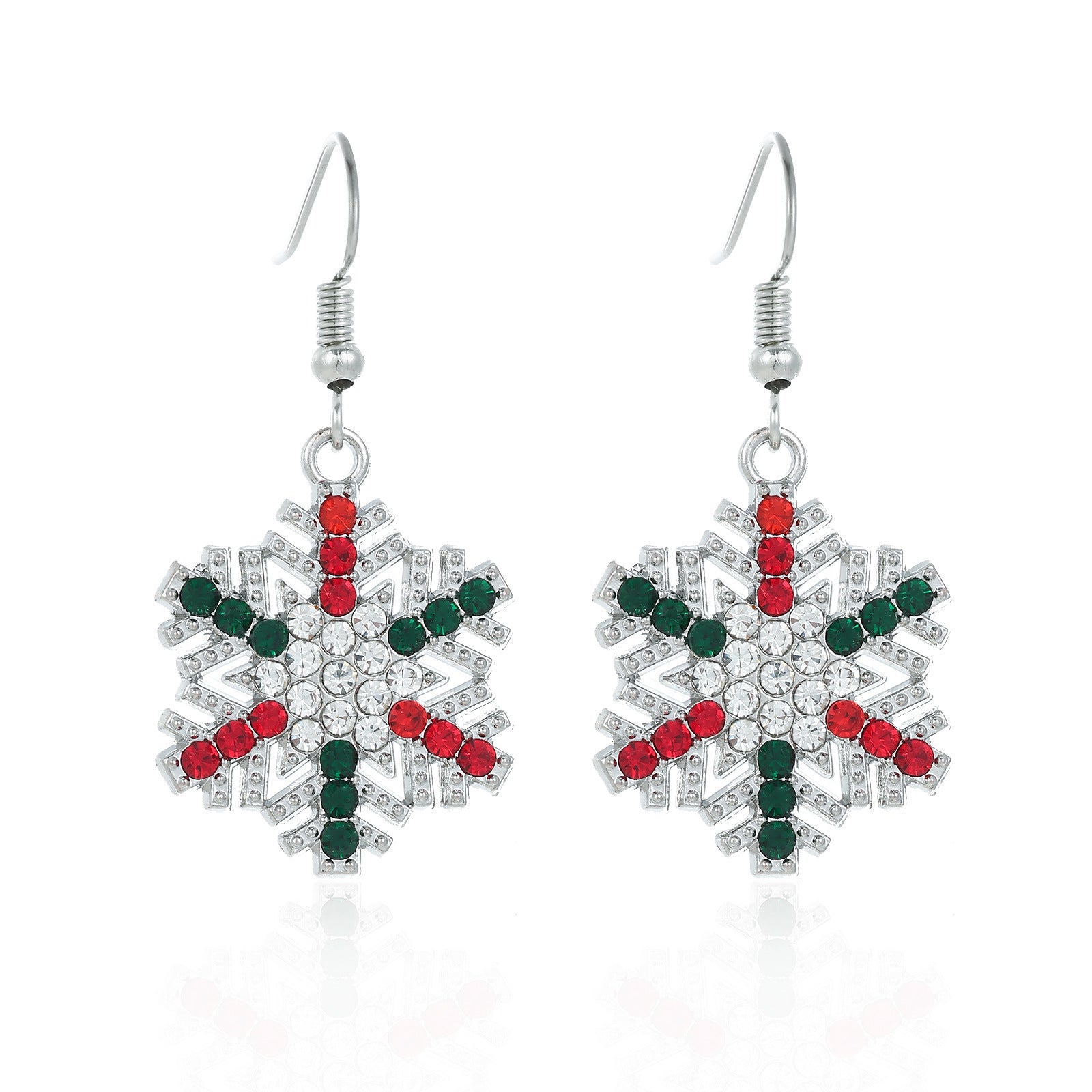 Wholesale Chic Christmas Snowflake Earrings For Women Zinc Alloy Rhinestone Fashion Jewelry Party Gift