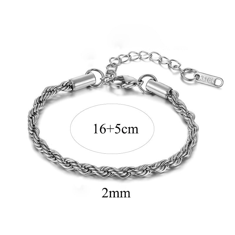Wholesale Stainless Steel Twist Bracelet Gold Plated Braided Chain