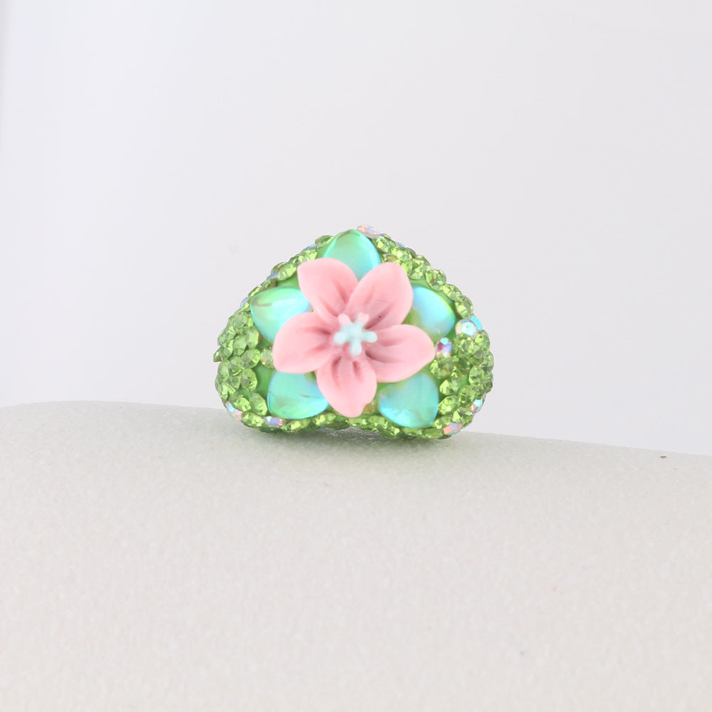 Wholesale 6pcs Flower Heart Soft Ceramic Diamond Ball Crystal Beads