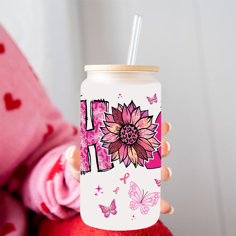 Wholesale Pink   letters  16oz Cup UV DTF Wraps