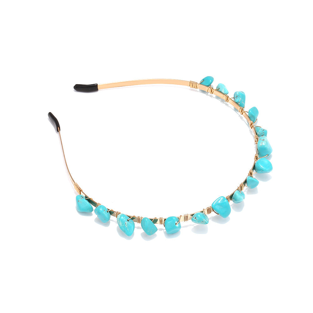 Wholesale Bohemian Western Style Hand Wrapped Turquoise Headband