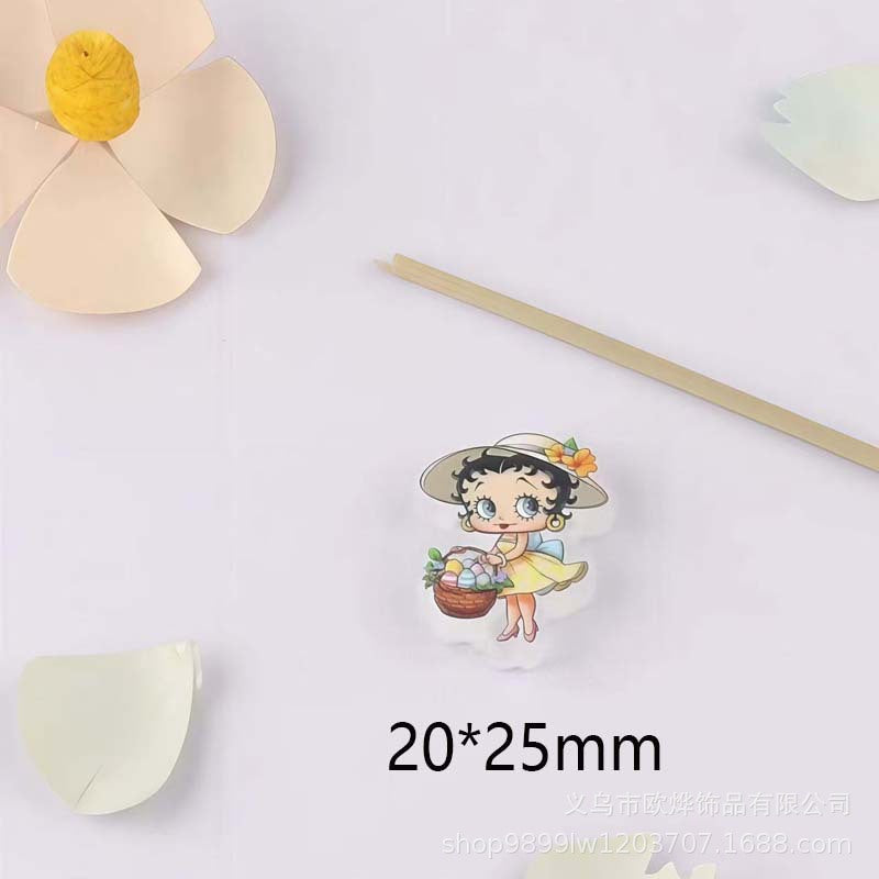 Wholesale 10pcs Cartoon print transparent acrylic beads OLY Exclusive