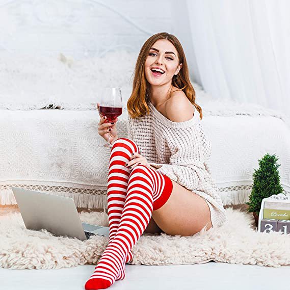 Wholesale Christmas Red and White Stripes Green and White Stripes Christmas Stockings