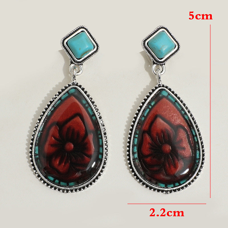 Wholesale Droplet shaped Flower Vintage Bohemian Alloy Earrings