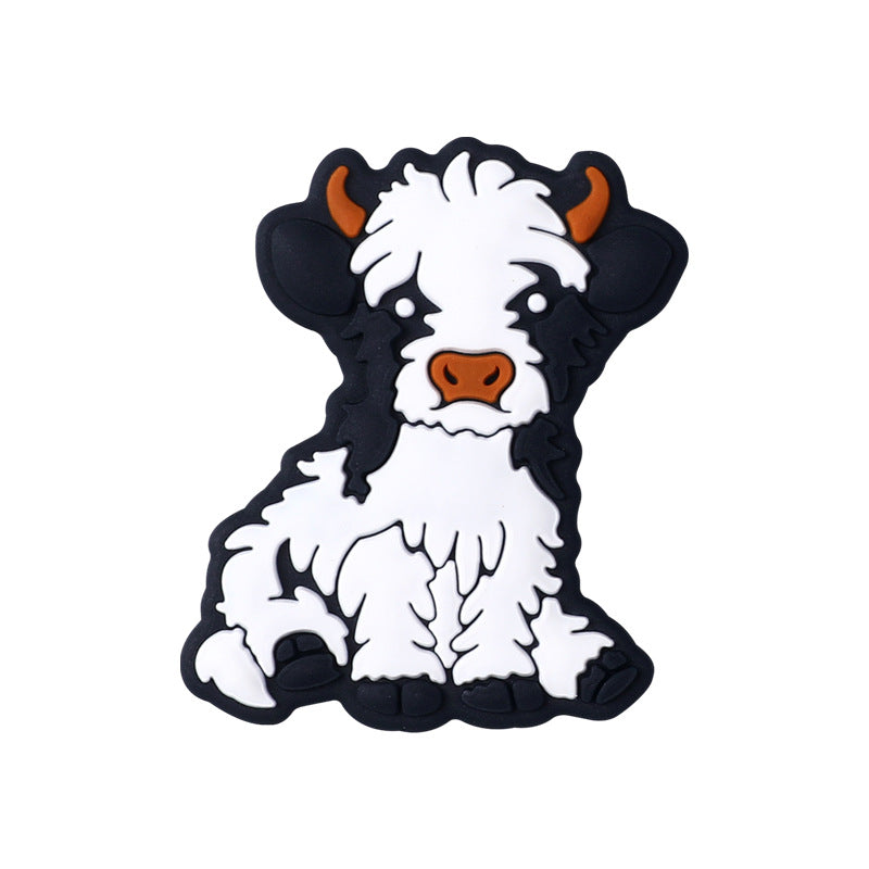 Wholesale 20pcs Animal Highland Cattle Silicone Children's Grinding Rod Dental Glue Anti Falling Chain Loose Beads