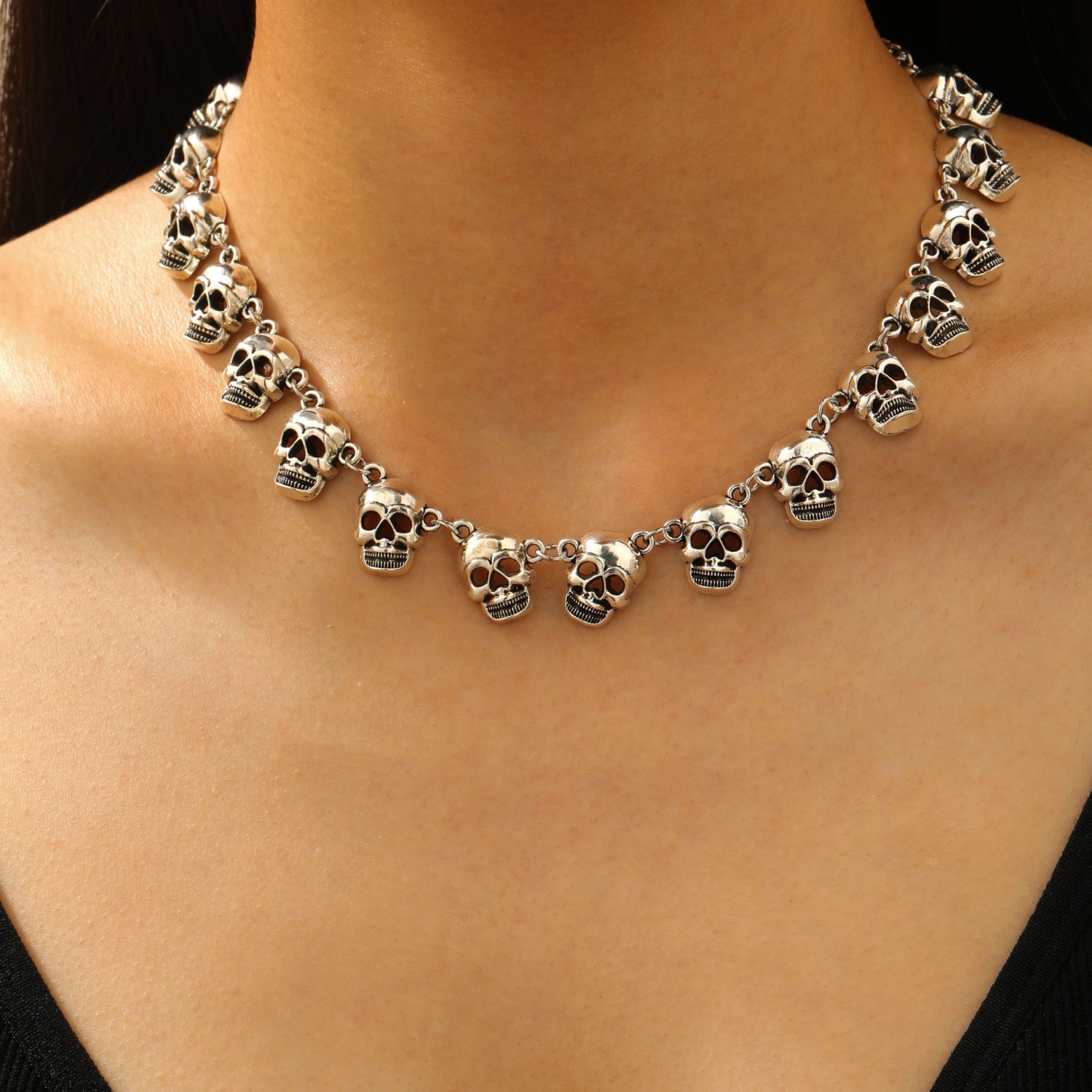 Wholesale Bold Gothic Skull Choker Necklace And Bracelet Set For Women Trendy  Jewelry Accessory