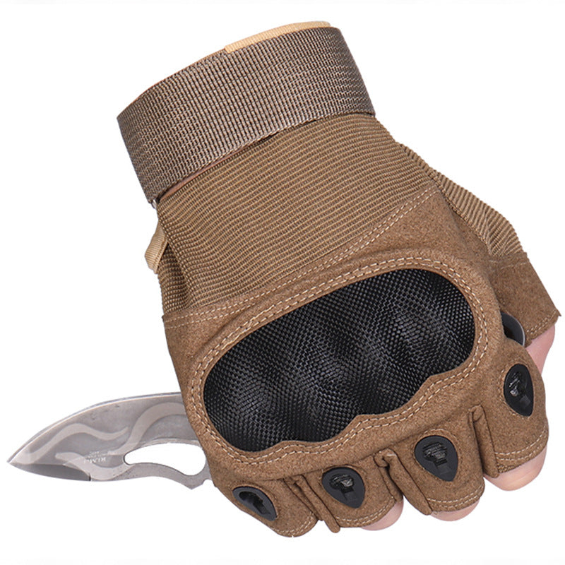 Wholesale Touch Screen Full Finger Carbon Fiber Shell Knuckle Protection Cut and Stab Resistant Gloves