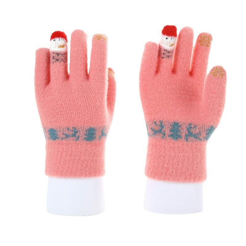 Wholesale Autumn and Winter Christmas Snowman Touch Screen Knitted Plush Gloves