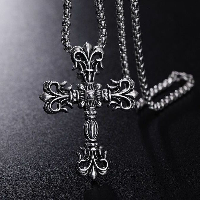 Wholesale  Retro Color-free Male Decoration Cross Pendant Necklace Simple Woolen Chain
