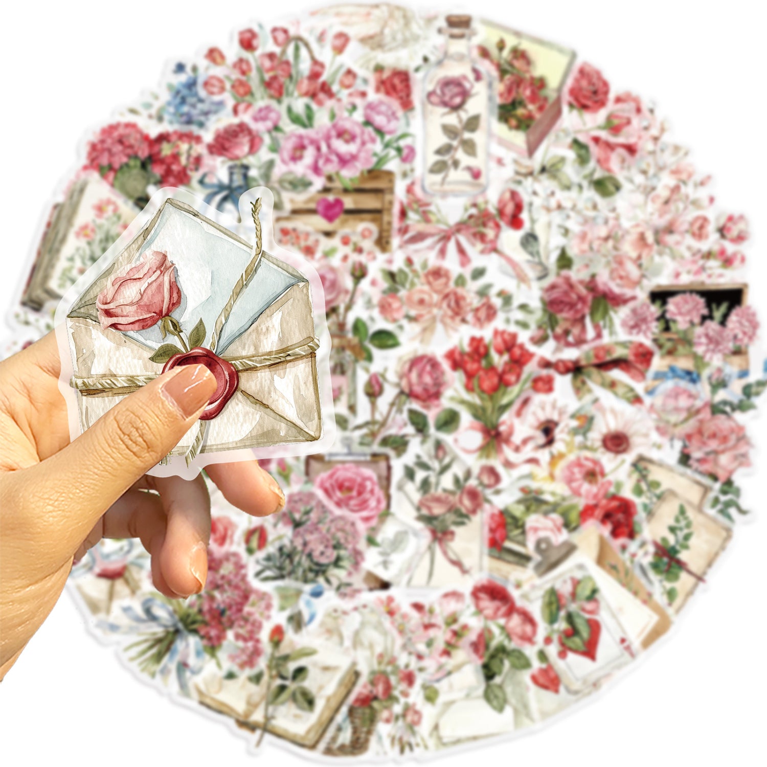 Wholesale 50pcs cartoon flowers and letter graffiti waterproof stickers