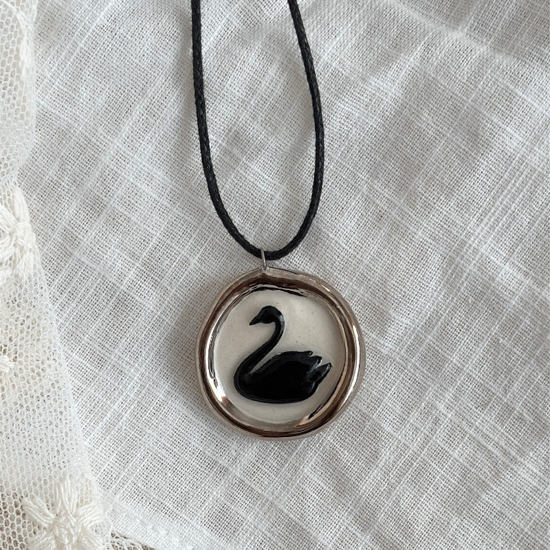 Wholesale rabbit flower print pendant stainless steel necklace