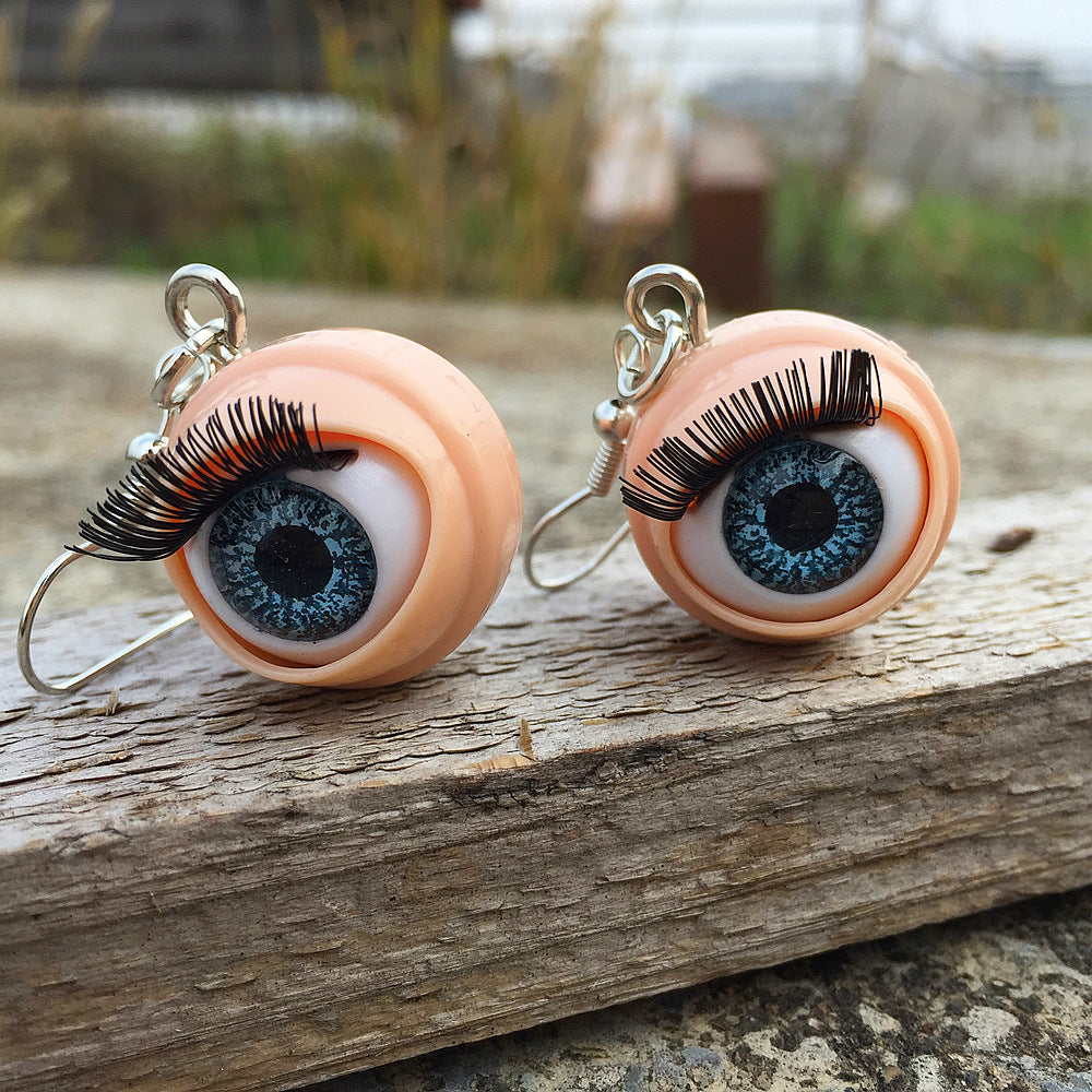 Wholesale Funny creative simulation doll eyes eyelashes  Acrylic Earrings