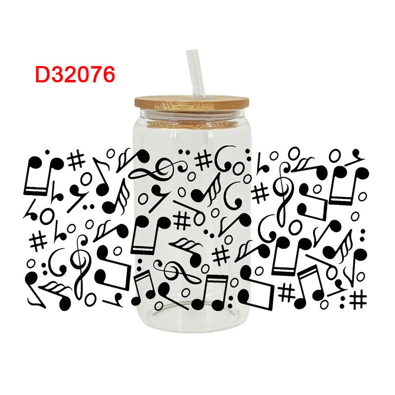 Wholesale Colorful Cartoon Music 16oz Cup UV DTF Wraps