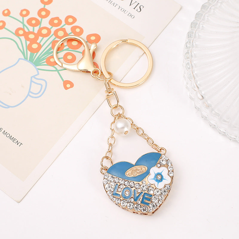 Wholesale Diamond Inlaid Love Car Metal Keychains
