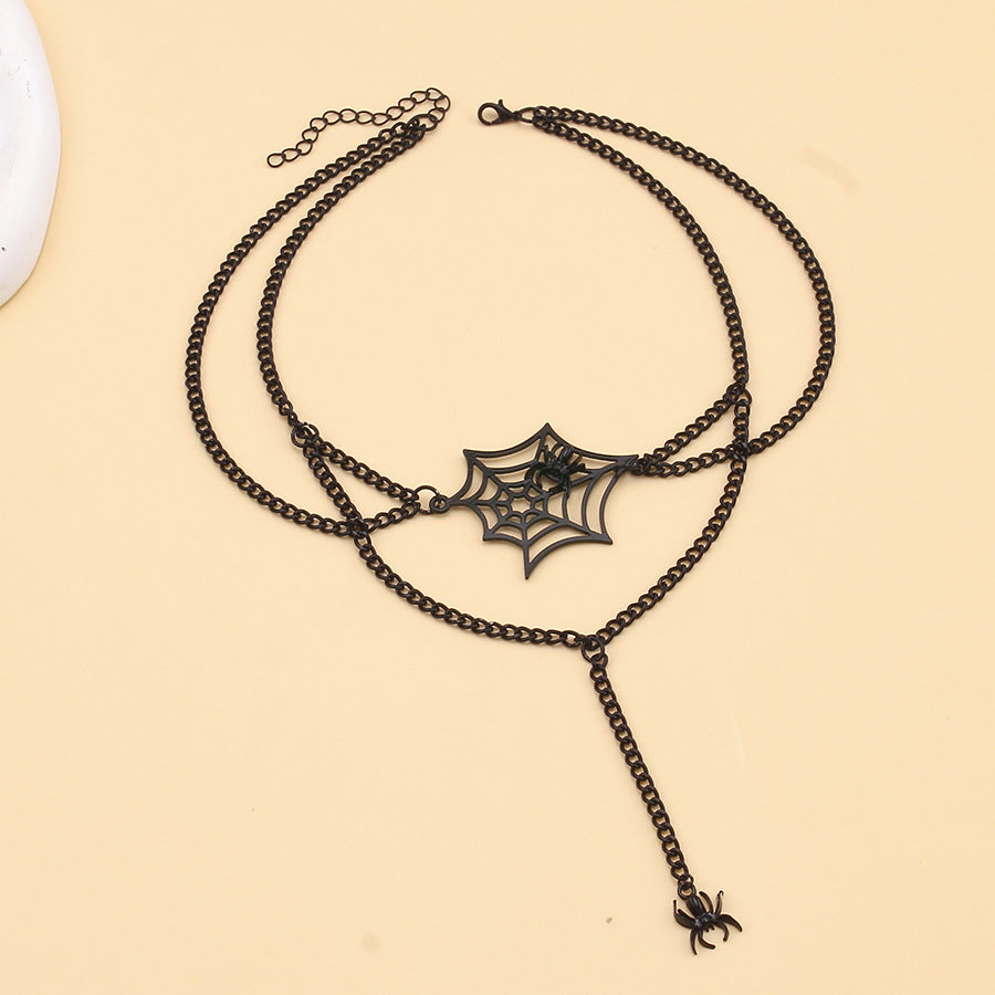Wholesale Punk Dark Spider Web Gothic Necklace