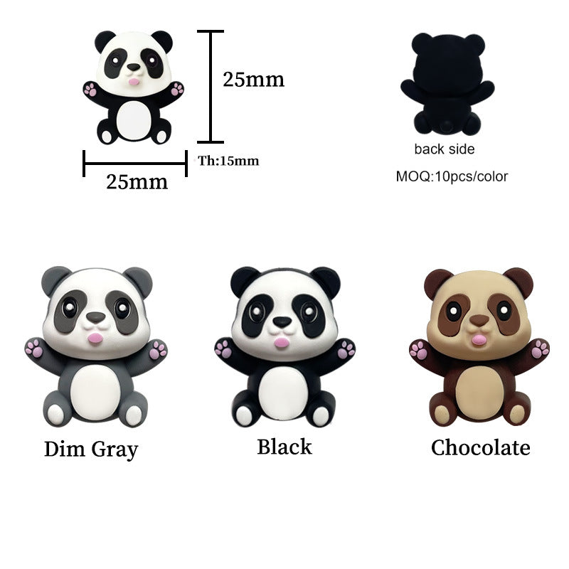 Wholesale 20pcs 3D Stereoscopic Dropper Silicone Panda Food Grade Bead Beads