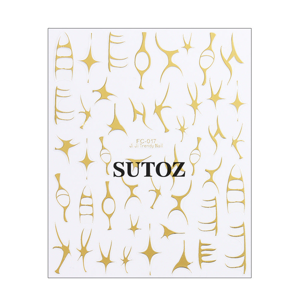 Wholesale 3pcs/pack Geometric pattern irregular lines nail art stickers