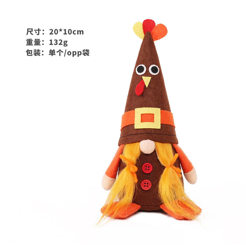 Wholesale Halloween Cute Style Turkey Faceless Old Man Doll Thanksgiving Doll Silk Cloth Ornaments