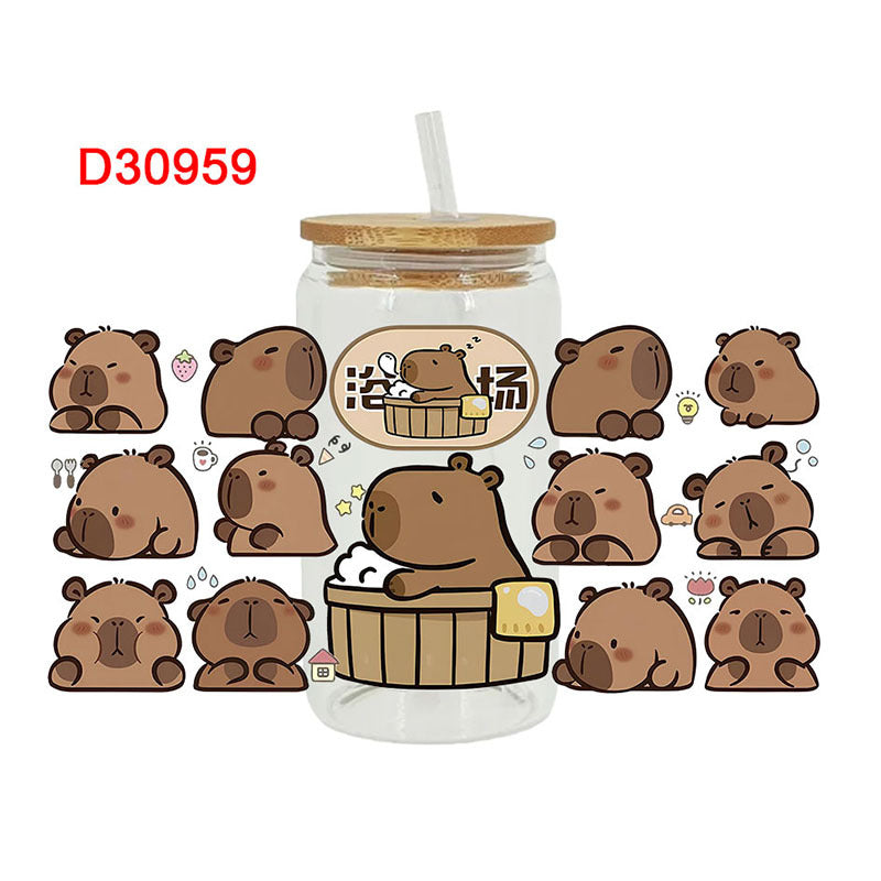 Wholesale Rainbow Flower Cartoon Animal 16oz Cup UV DTF Wraps OLY Exclusive