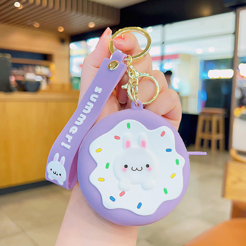 Llavero de monedera de monedas de silicona de donas al por mayor