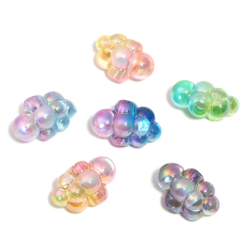 Wholesale 100pcs Acrylic gradient color cloud vertical hole beads