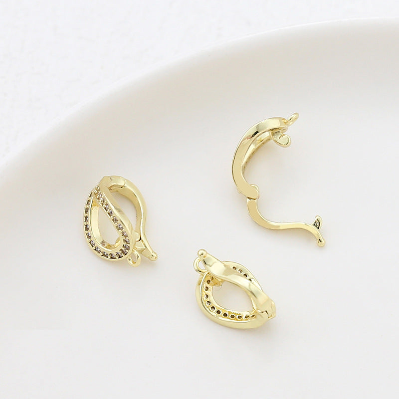 Wholesale 5pcs/pack 14k Copper-clad Gold Inlaid Zirconium Open Pearl Buckle DIY Handmade Jewelry Accessories Material