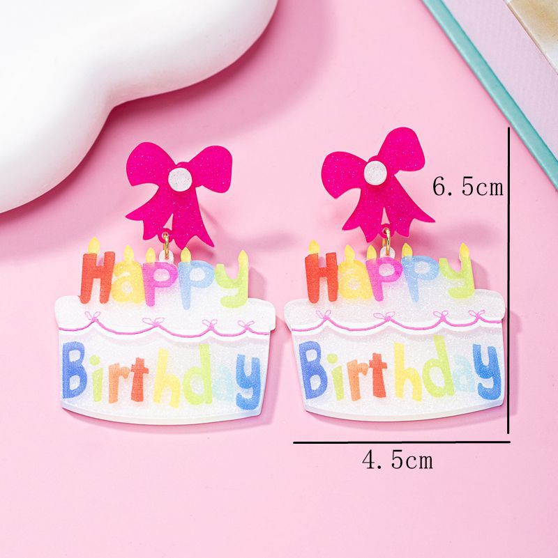 Wholesale Colorful letter cake cute acrylic earrings