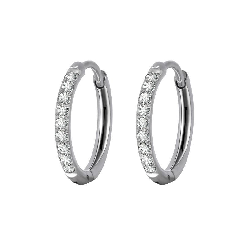 Wholesale Stainless Steel Diamond Silver Couple Earrings