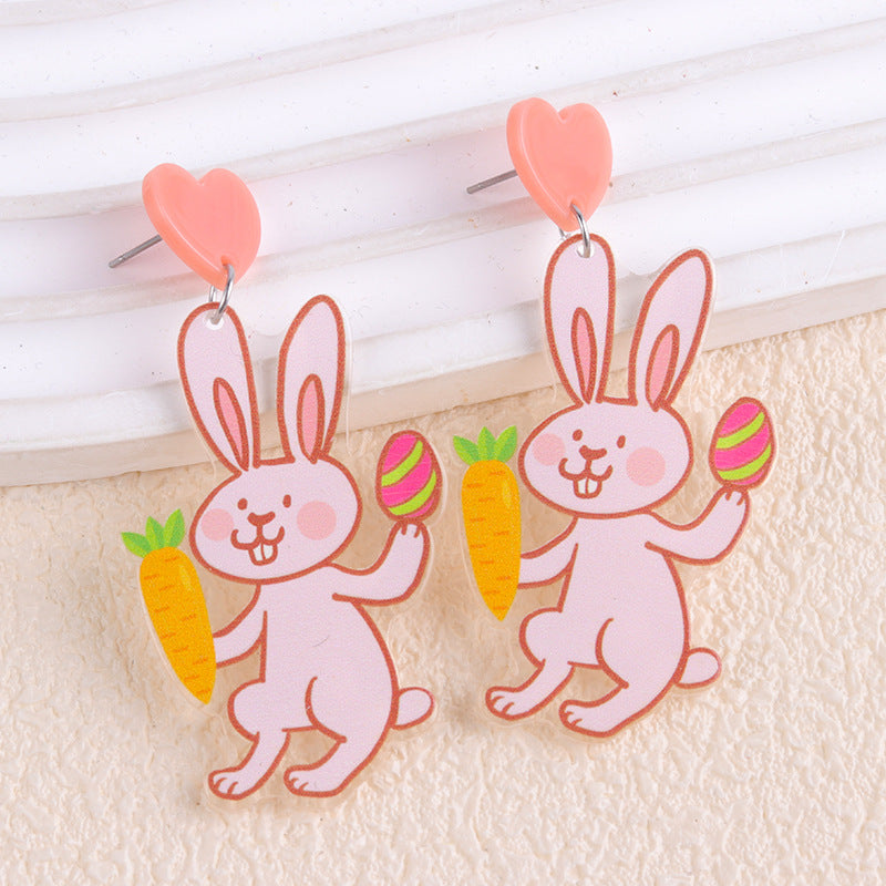 Wholesale Easter Rabbit Radish Chicken Acrylic Printed Earrings