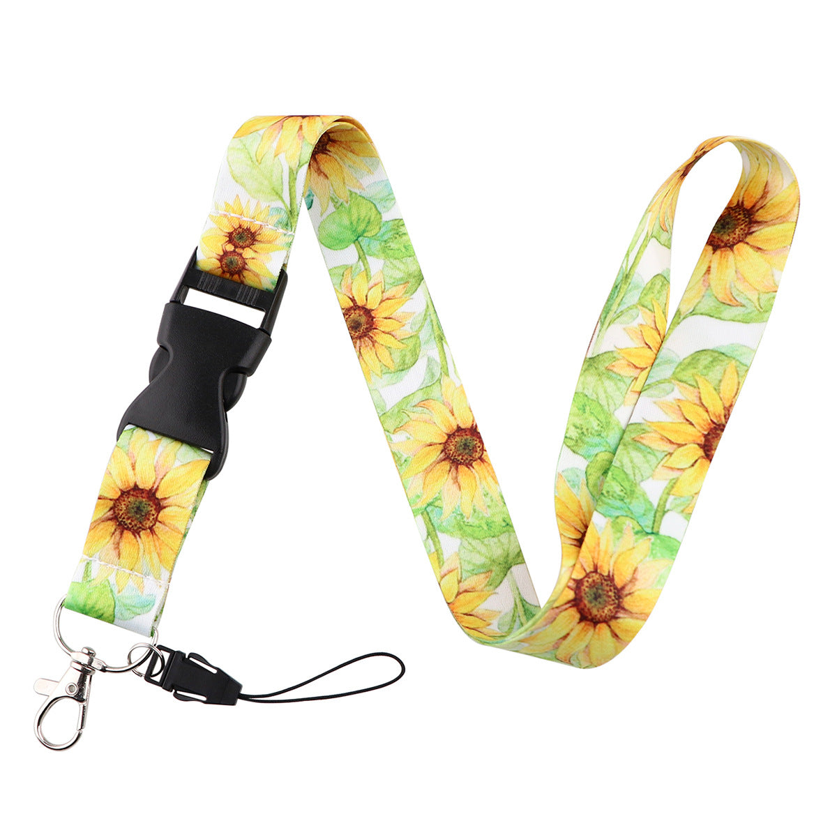 Wholesale Sunflower Card Holder Ribbon Polyester Phone Lanyard Keychain