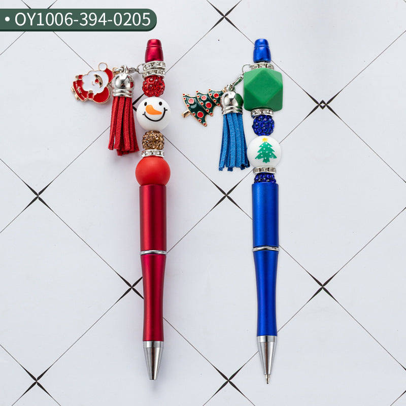 Wholesale Christmas Tassel Silicone Handmade Bead Pen Ballpoint Pen
