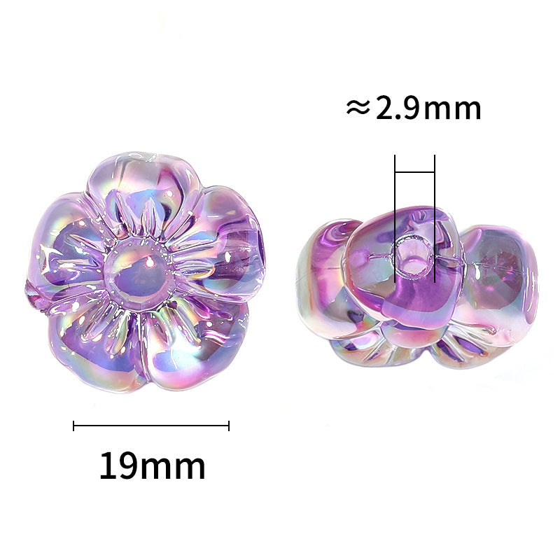 Wholesale 100pcs High Transparency Acrylic Five-petal Flower UV Plated Flower Diy Loose Beads