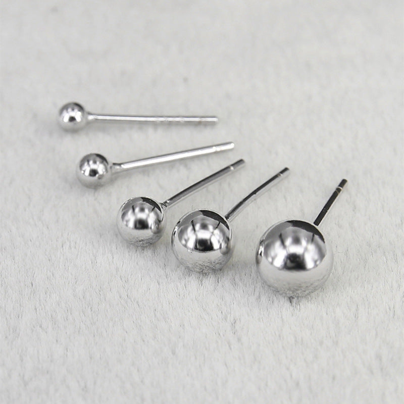 Wholesale s925 Frosted Small Silver Bean Round Ball Mini Earrings