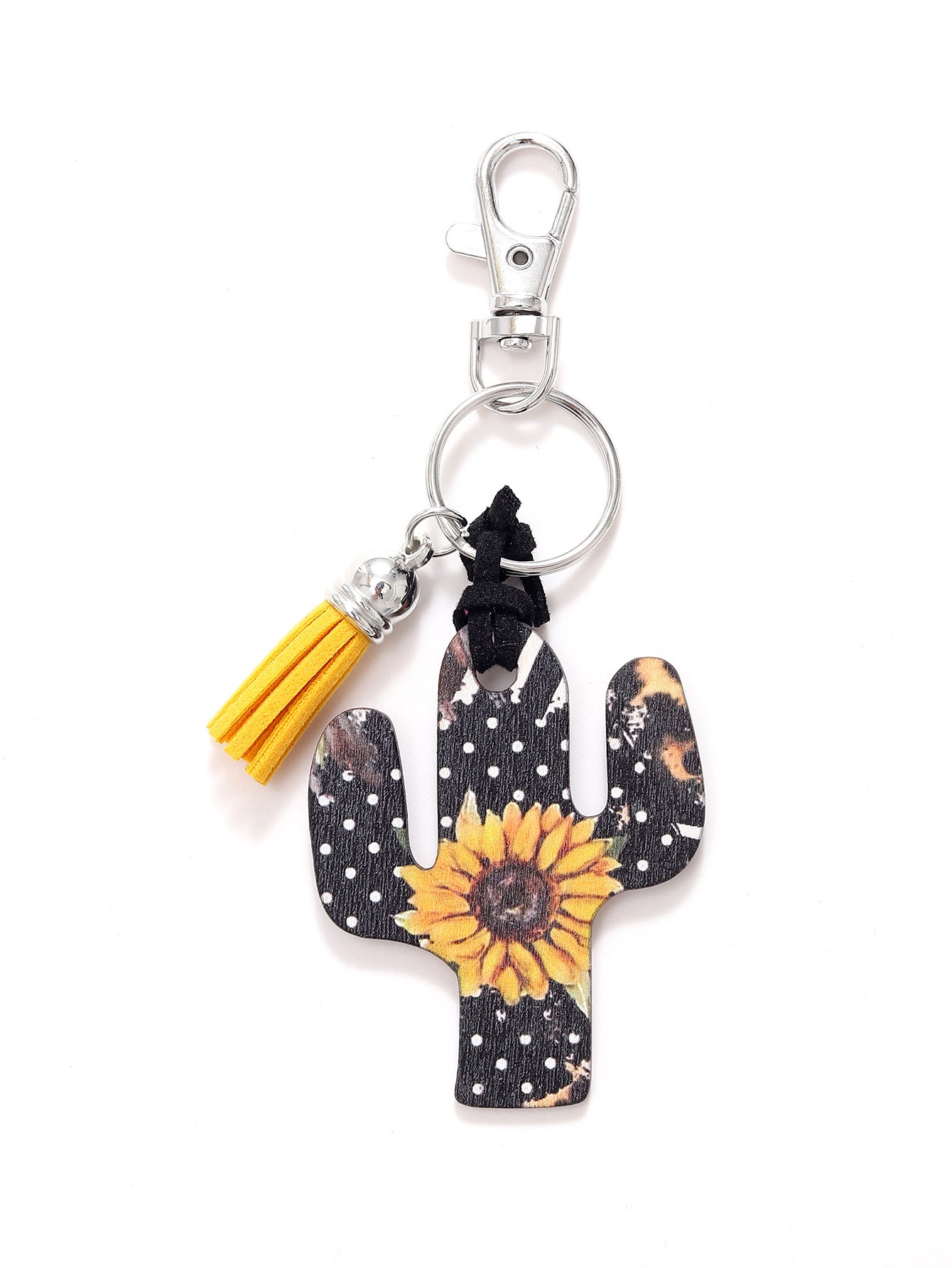 Wholesale Wooden Cactus Leopard Flower Rainbow Sunflower Stripe Printed Keychains