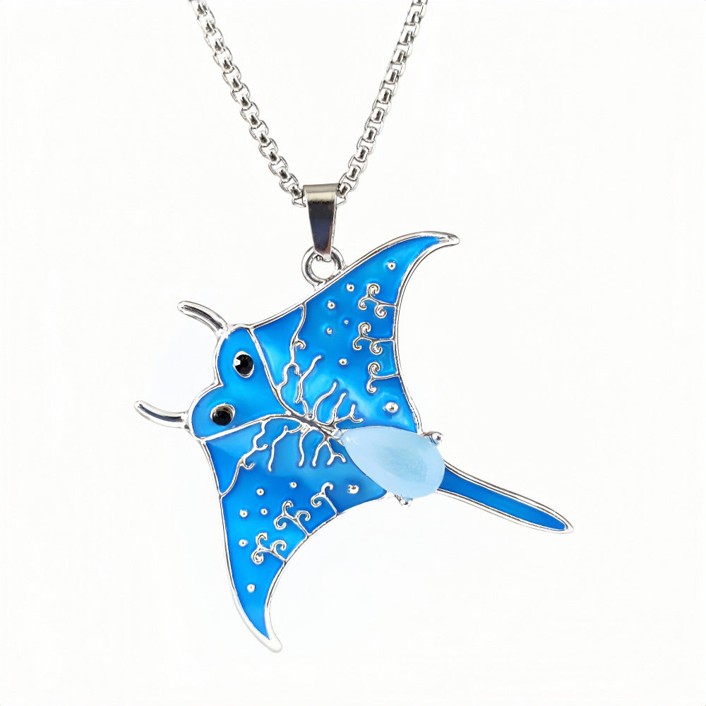 Wholesale Ocean Style Luminous Devil Fish  Zinc Alloy Necklace