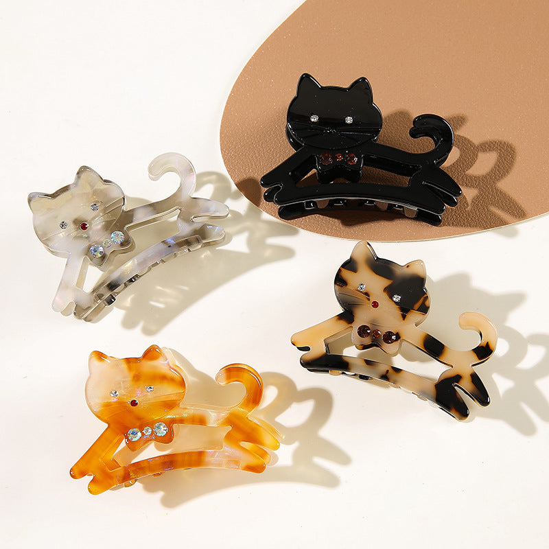 Wholesale New French Rhinestone Cat Hair Claw Clip Acrylic Hollow Women S Hair Accessory Cute Everyday Styling For Boutique Resale