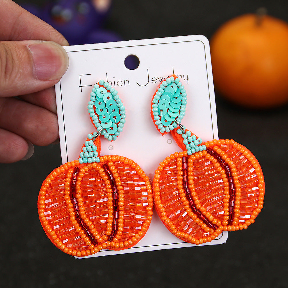Wholesale Halloween Exaggerated Rice Bead Sewing Earrings